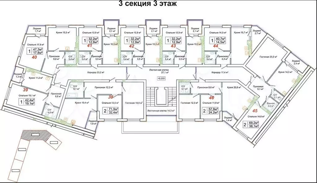 2-к. квартира, 69 м, 1/5 эт. - Фото 1