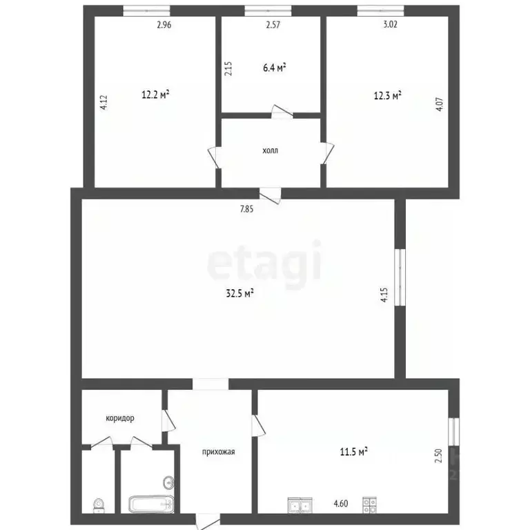 4-к кв. Белгородская область, Белгород ул. Толстого, 50 (91.0 м) - Фото 2