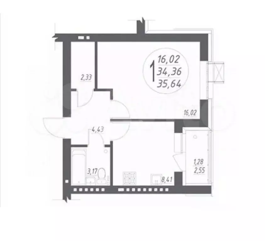 1-к кв. Башкортостан, Уфа ул. Ивана Спатара, 12 (35.0 м) - Фото 1