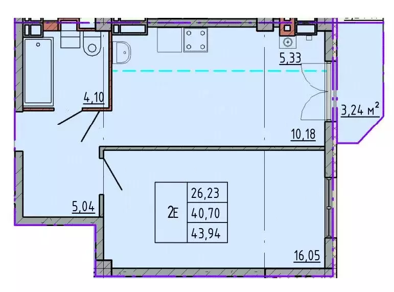 Квартира-студия: Шахты, улица Калинина, 10 (43.94 м) - Фото 0