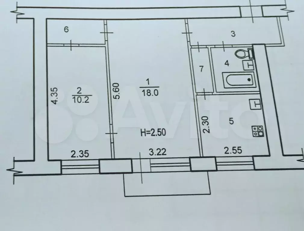 2-к. квартира, 47 м, 5/5 эт. - Фото 0