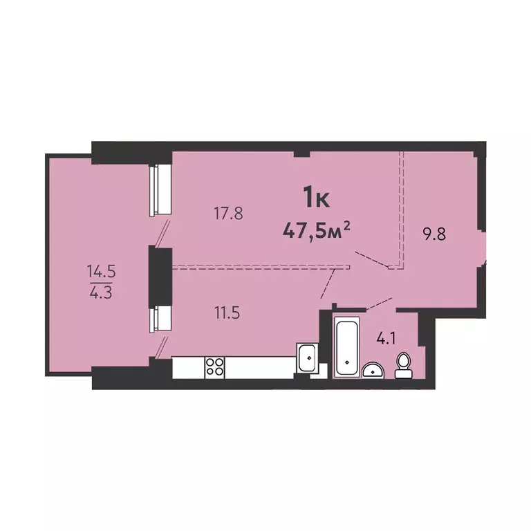 Продаётся 1-к квартира, 43.1 м - Фото 0