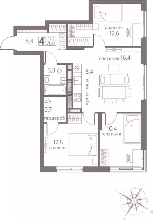Студия Пермский край, Пермь ул. Серебристая, 3А (70.0 м) - Фото 1