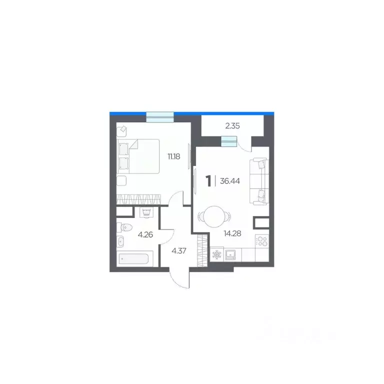 1-к кв. Рязанская область, Рязанский муниципальный округ, с. Дядьково ... - Фото 1