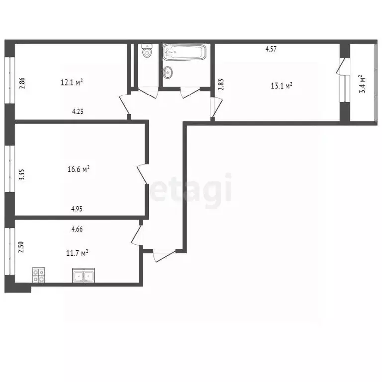 3-к кв. Тюменская область, Тюмень Восточный мкр, ул. Моторостроителей, ... - Фото 1