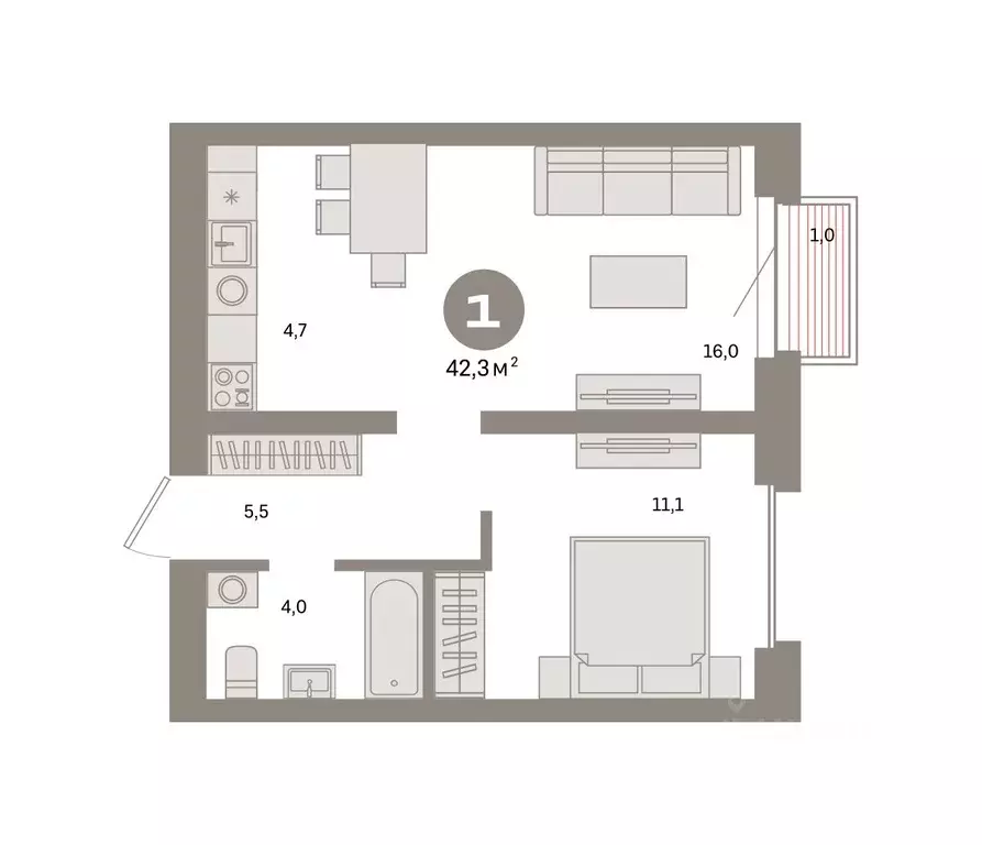 1-к кв. Москва Тагильская ул., 6/5 (42.3 м) - Фото 0