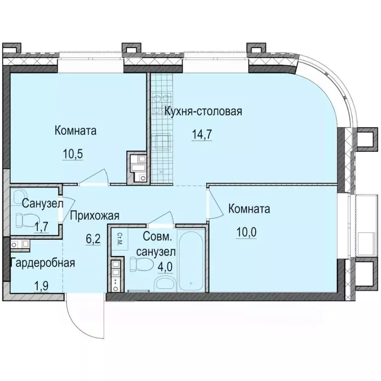 2-к кв. Татарстан, Казань Ферма-2 жилмассив,  (49.0 м) - Фото 1