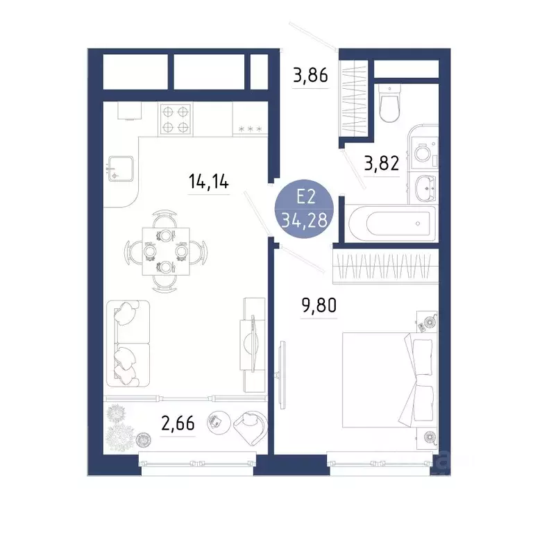 1-к кв. Рязанская область, Рязанский муниципальный округ, с. Дядьково ... - Фото 1