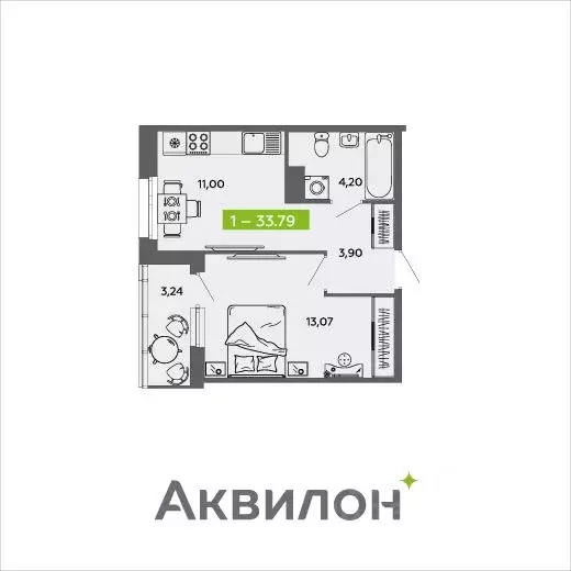 1-к кв. архангельская область, архангельск 6-й мкр, (33.79 м) - Фото 0