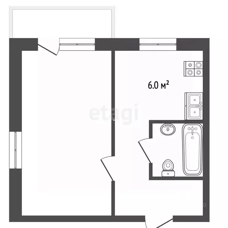1-к кв. Орловская область, Орел Карачевская ул., 12/3 (31.0 м) - Фото 2