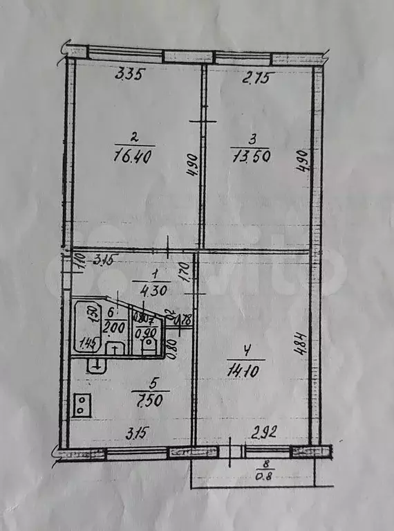 3-к. квартира, 60 м, 5/5 эт. - Фото 0