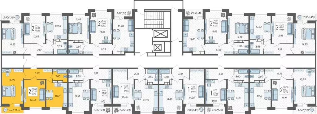 2-комнатная квартира: краснодар, жилой комплекс смородина (51.79 м) - Фото 1