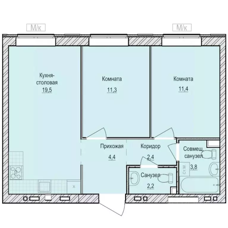 2-к кв. Удмуртия, Завьяловский район, с. Первомайский Санвилл жилой ... - Фото 1