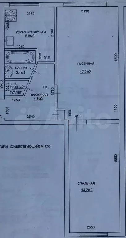 2-к. квартира, 45 м, 1/5 эт. - Фото 0