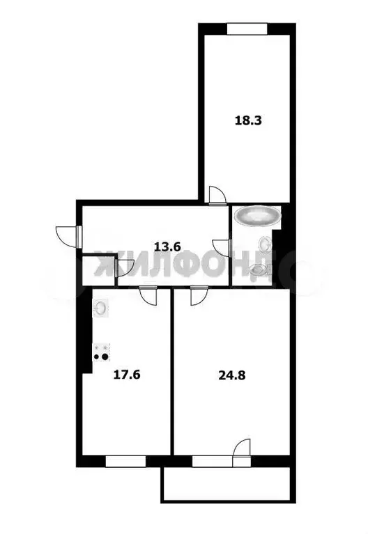 2-к. квартира, 75,4 м, 8/17 эт. - Фото 0