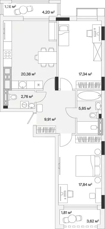 2-комнатная квартира: Малое Исаково, Первая улица, 1к3 (78.4 м) - Фото 1