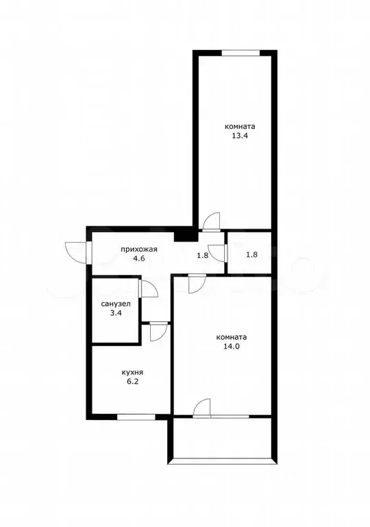 2-к. квартира, 45 м, 3/5 эт. - Фото 0