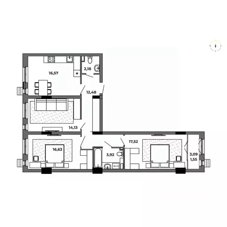 3-к кв. Омская область, Омск  (84.98 м) - Фото 0