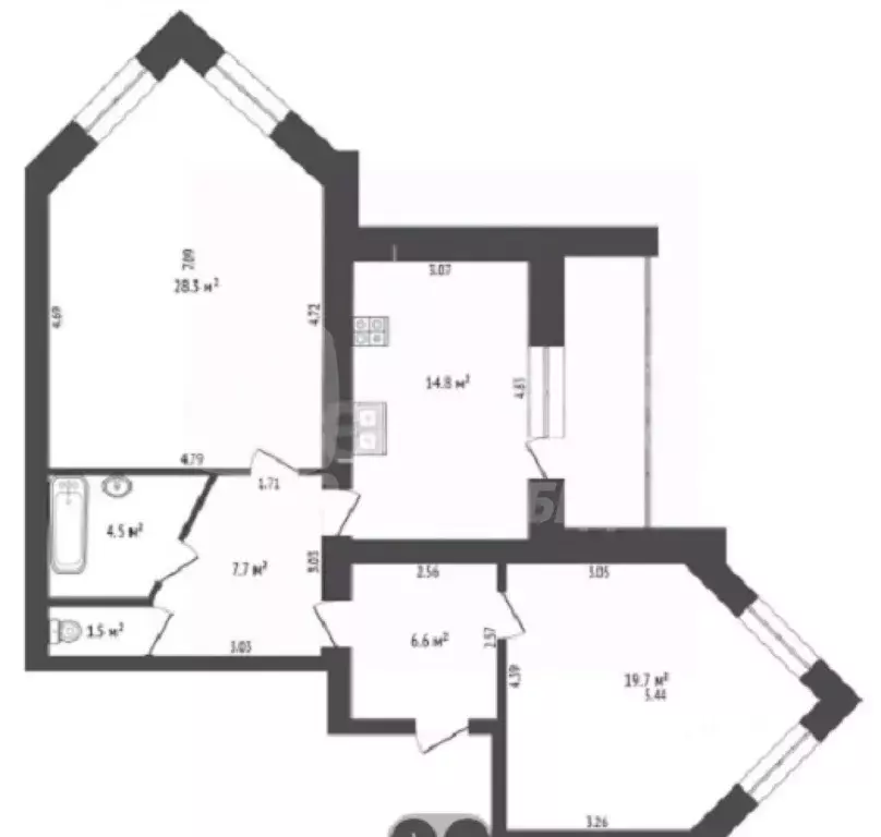 2-к кв. Тюменская область, Тюмень ул. Демьяна Бедного, 98к4 (83.1 м) - Фото 1