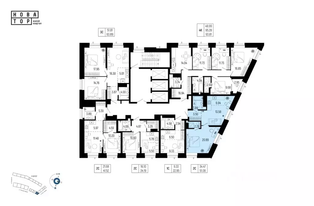 2-к кв. Башкортостан, Уфа Глумилино-1 мкр, Новатор жилой комплекс ... - Фото 2