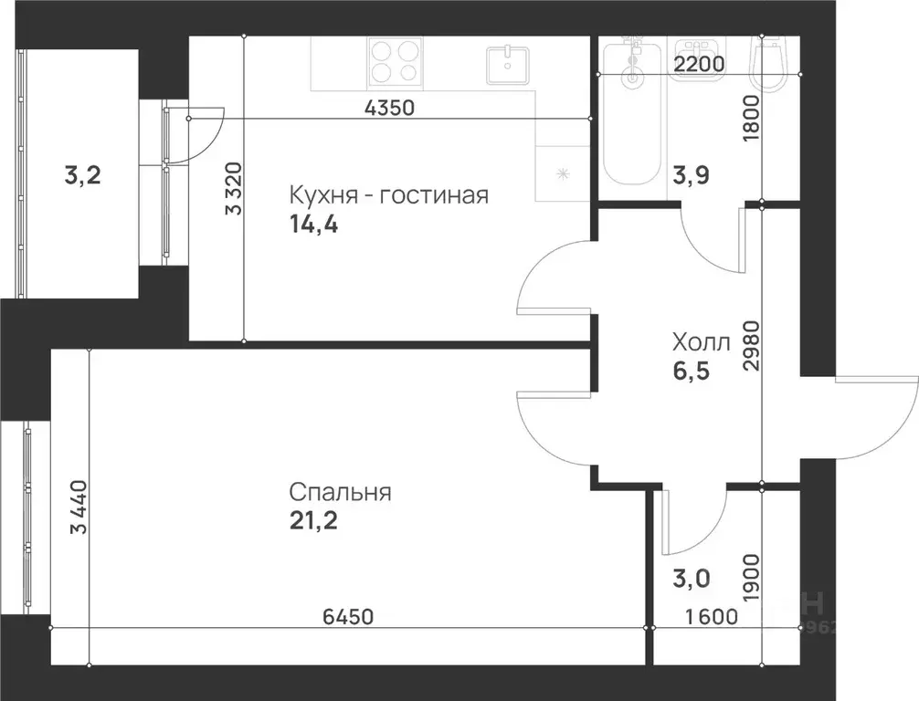 1-к кв. Тульская область, Тула ул. Героев России, 2 (52.2 м) - Фото 1