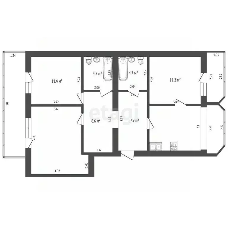 3-к кв. Севастополь ул. Лиговская, 4 (83.2 м) - Фото 2