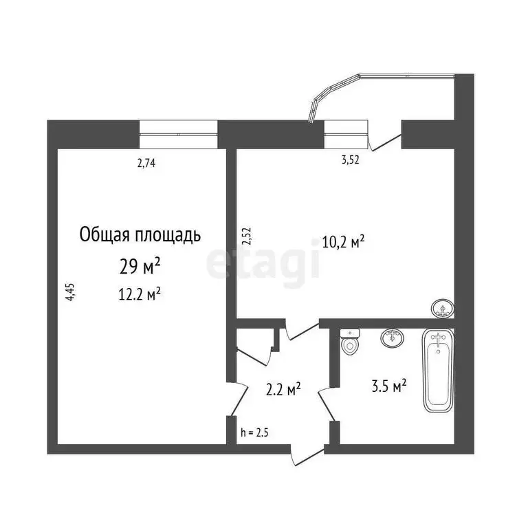 1-комнатная квартира: Юрга, проспект Победы, 53 (29 м) - Фото 0