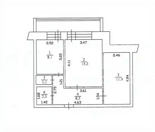 2-к кв. Кемеровская область, Кемерово Космическая ул., 37 (47.0 м) - Фото 1