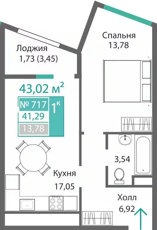 1-к кв. Крым, Симферополь Крымская роза мкр,  (43.02 м) - Фото 0