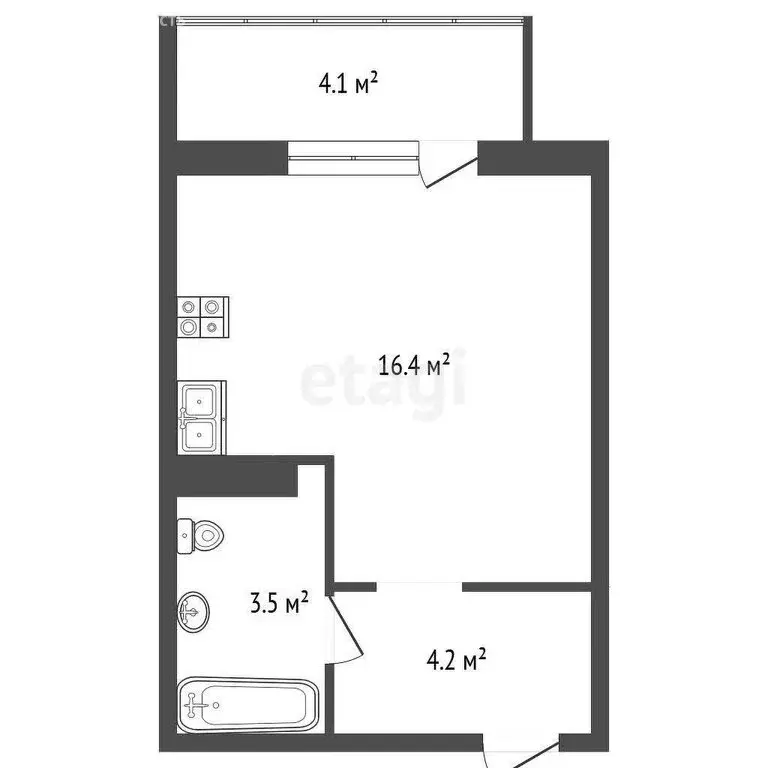 Квартира-студия: Челябинск, улица Братьев Кашириных, 115 (23.6 м) - Фото 1