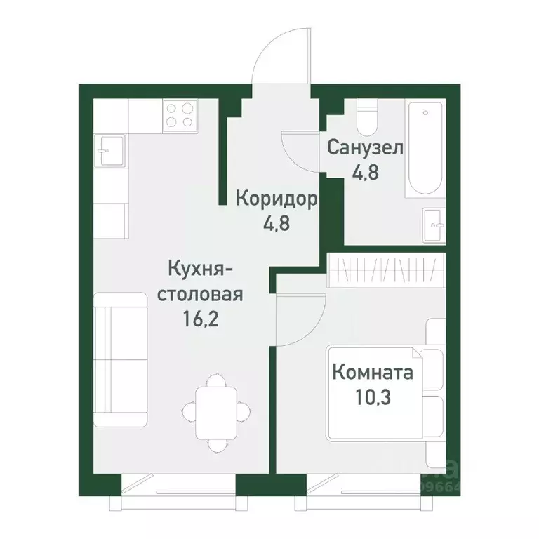 1-к кв. Челябинская область, Челябинский городской округ, пос. ... - Фото 0