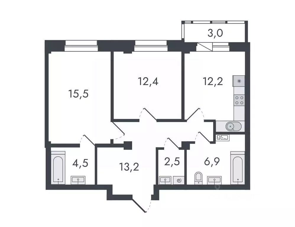 2-к кв. Кировская область, Киров ул. Чистопрудненская, 13 (70.2 м) - Фото 0
