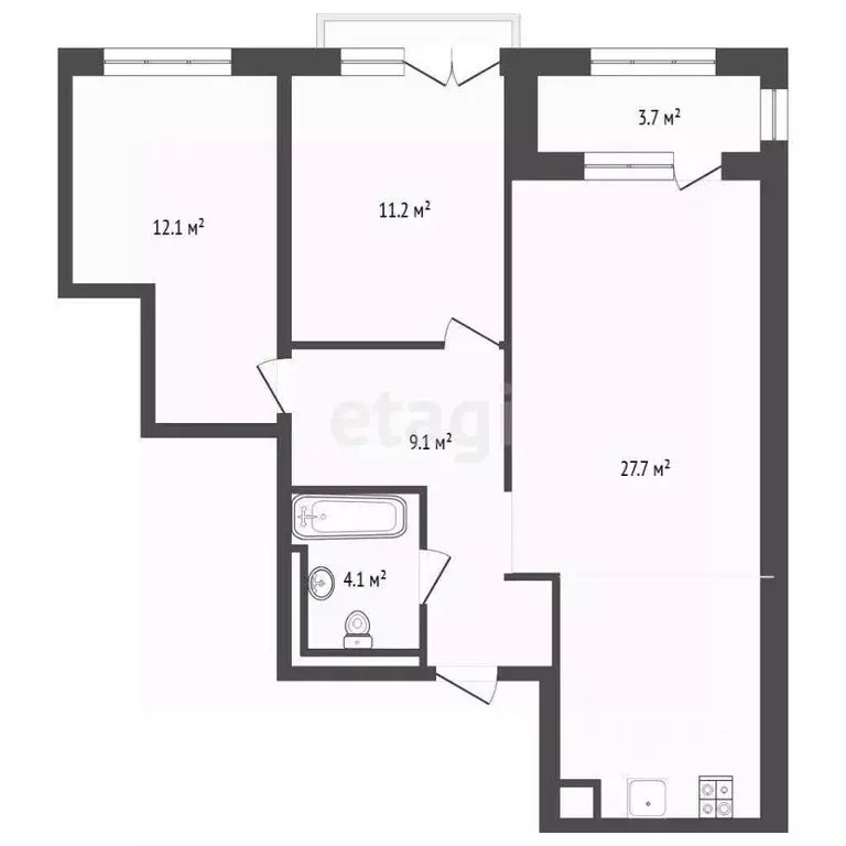 2-к кв. Тюменская область, Тюмень ул. Павла Шарова, 42 (64.3 м) - Фото 2