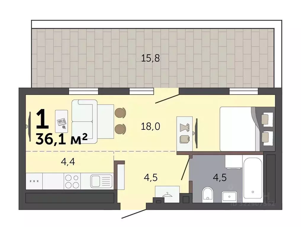 Студия Свердловская область, Екатеринбург Малевич жилой комплекс (36.1 ... - Фото 2