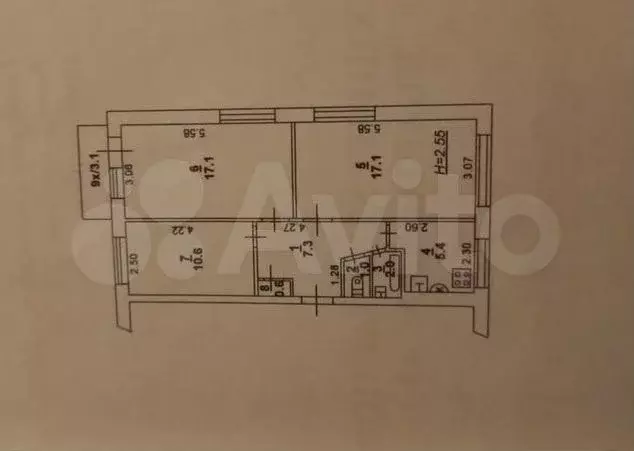 3-к. квартира, 60 м, 3/5 эт. - Фото 0