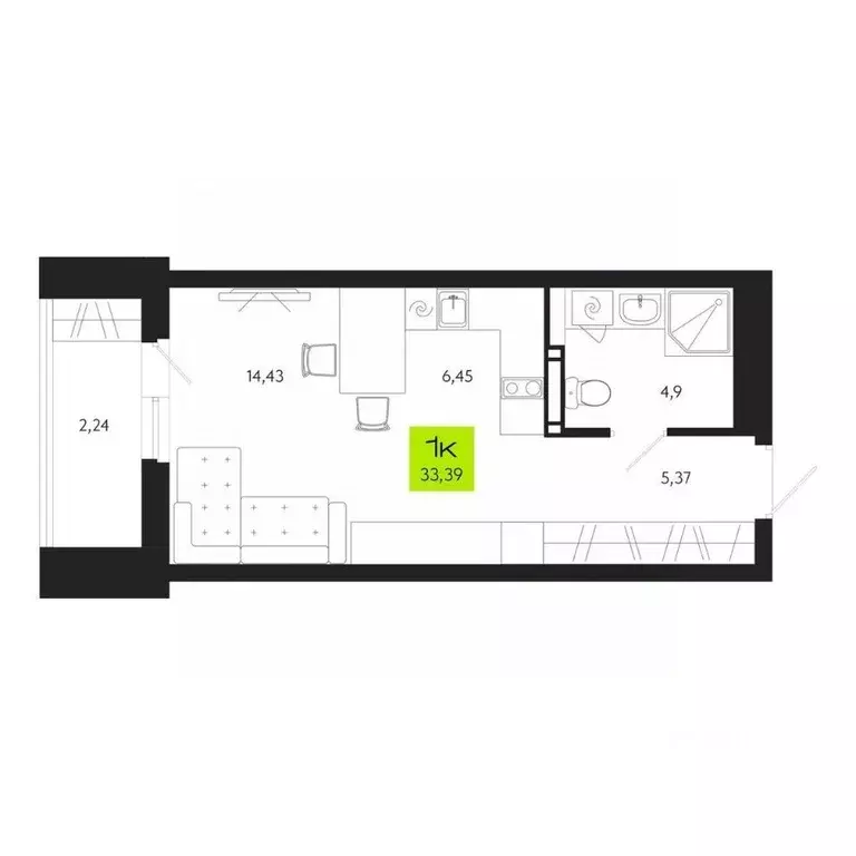 1-к кв. Томская область, Томск Уютный жилой квартал, ул. Маяковского, ... - Фото 1