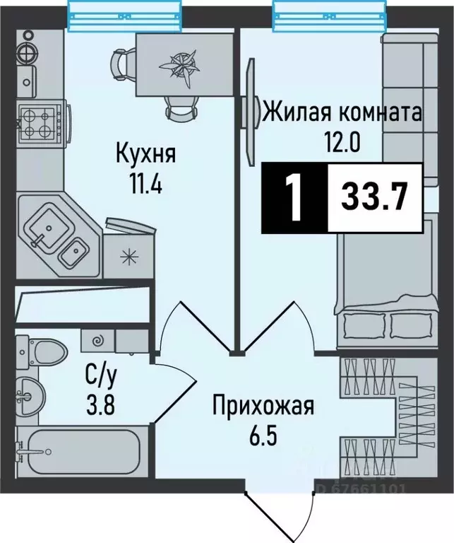 1-к кв. Ставропольский край, Железноводск городской округ, пос. ... - Фото 1