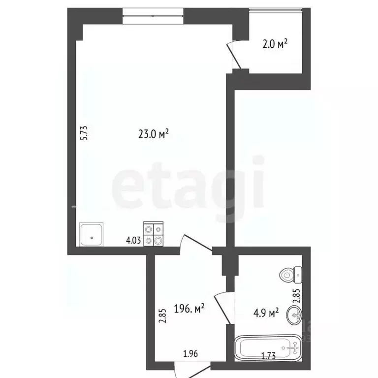 Студия Тюменская область, Тюмень бул. Бориса Щербины, 22 (32.0 м) - Фото 2