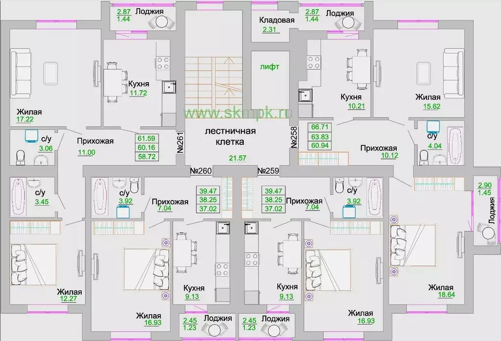 2-к кв. Калининградская область, Зеленоградск  (60.9 м) - Фото 1