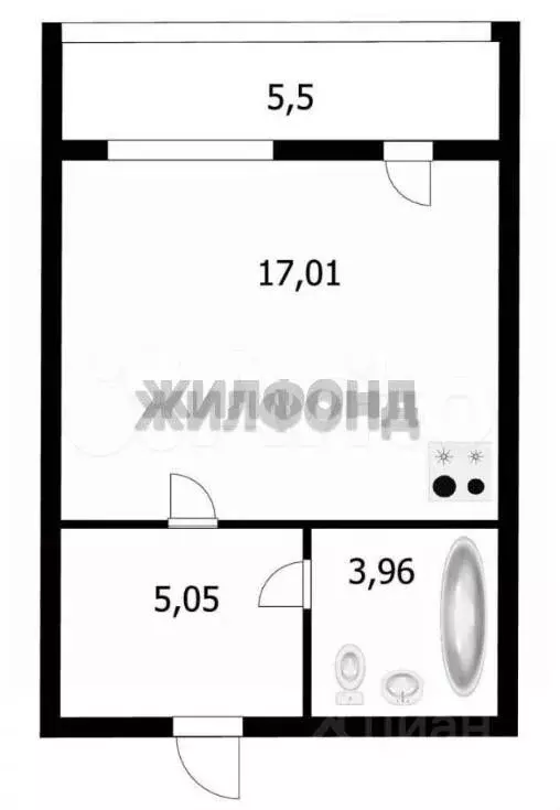 Квартира-студия, 26 м, 4/12 эт. - Фото 0
