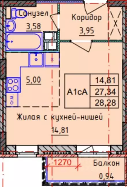 1-к кв. Ярославская область, Ярославль ул. Брагинская, 24 (28.28 м) - Фото 1