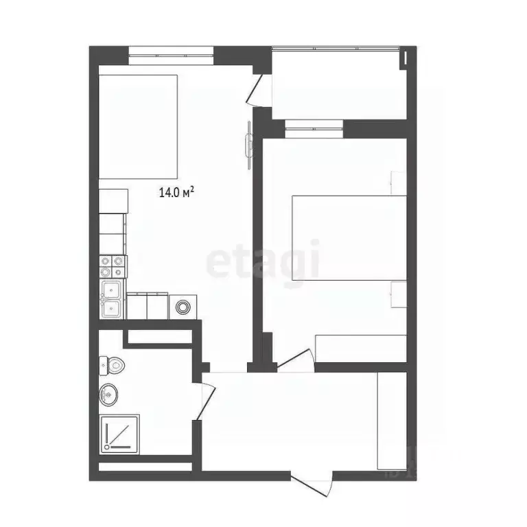 1-к кв. Тюменская область, Тюмень ул. Монтажников, 36 (43.0 м) - Фото 2