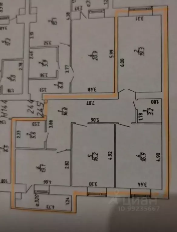3-к кв. Рязанская область, Рязань Интернациональная ул., 16к7 (97.0 м) - Фото 2