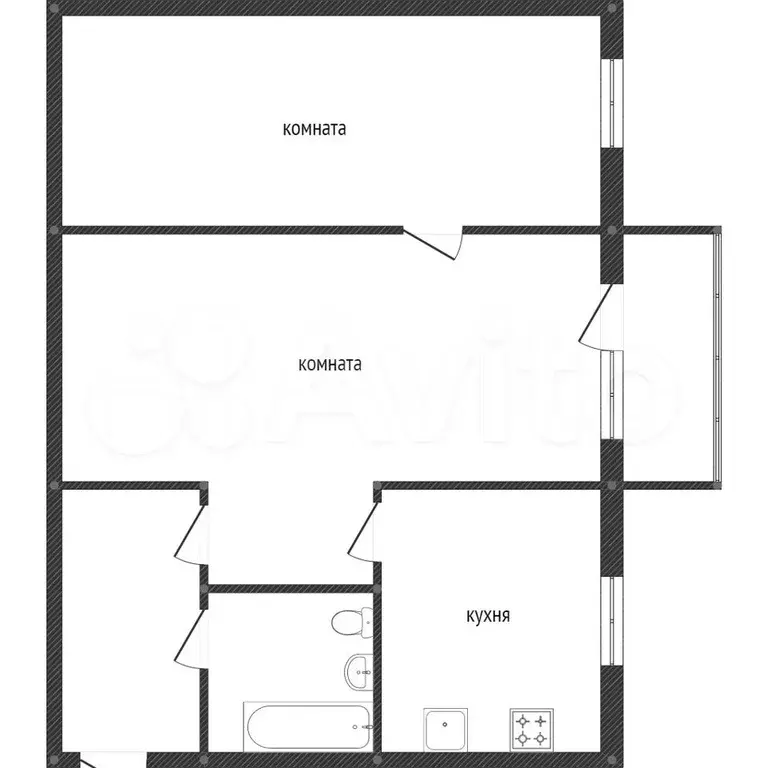 2-к. квартира, 44,3 м, 2/5 эт. - Фото 0