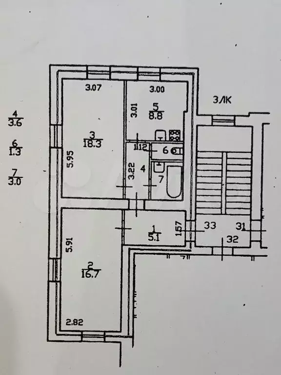 2-к. квартира, 56,8 м, 3/4 эт. - Фото 0