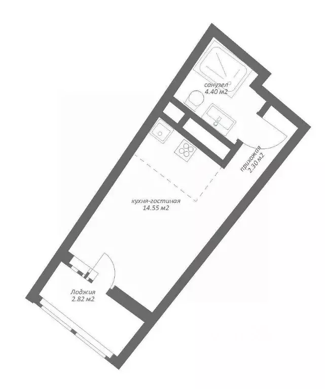 Студия Санкт-Петербург Планерная ул., 91к2 (21.4 м) - Фото 2