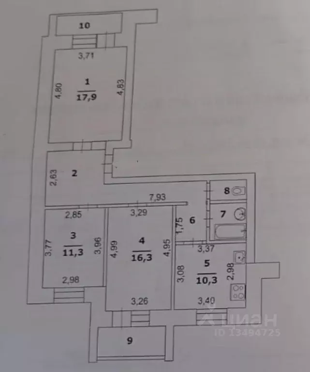3-к кв. Белгородская область, Белгород ул. Губкина, 22 (75.6 м) - Фото 2