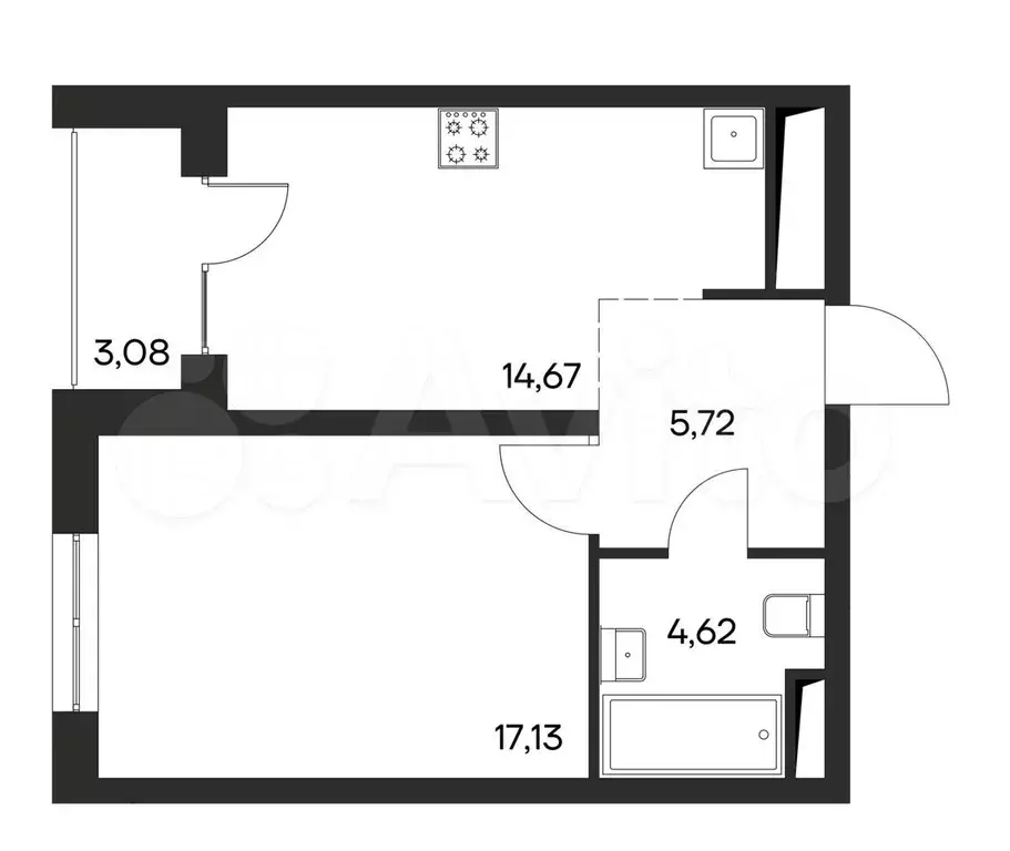 1-к. квартира, 45,2 м, 3/4 эт. - Фото 0