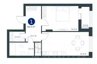 1-к кв. Воронежская область, Воронеж ул. Ворошилова, 19 (56.4 м) - Фото 1