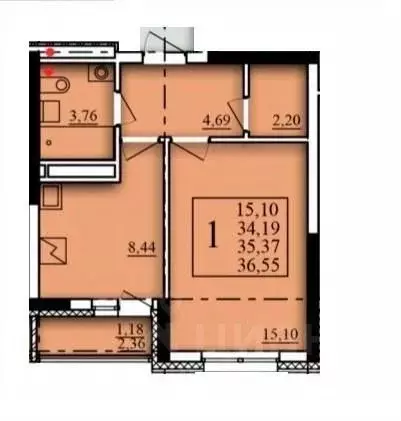 1-к кв. Башкортостан, Уфа Затон-Восточный жилрайон, Паруса жилой ... - Фото 1